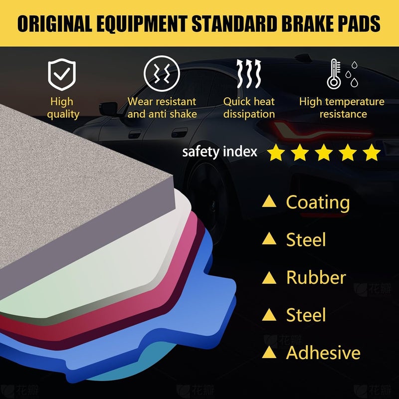 HECHENQICHE Front Ceramic Brake Pads Kit with Hardware for 2011-2020 Dodge Durango & Jeep Grand Cherokee - Image 3